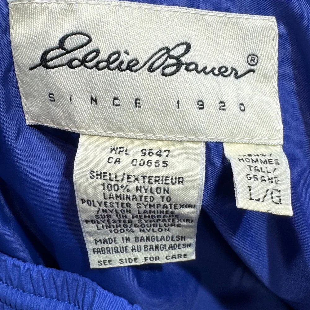 VTG 90S EDDIE BAUER ULTREX BLUE WINDBREAKER TRACK JOGGER PANTS 90S MEN'S SIZE LT